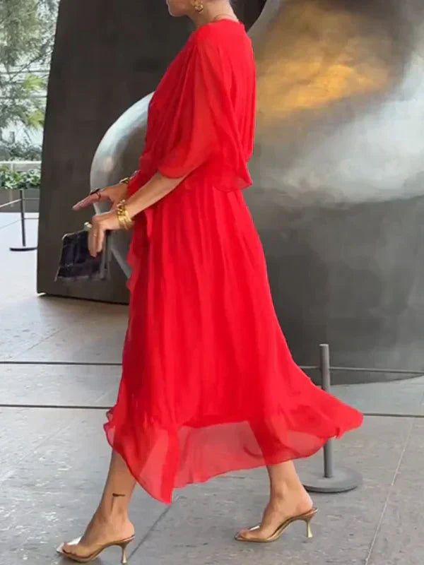 GINEVRA | Lange Elegante Jurk met Vrouwelijke Halslijn