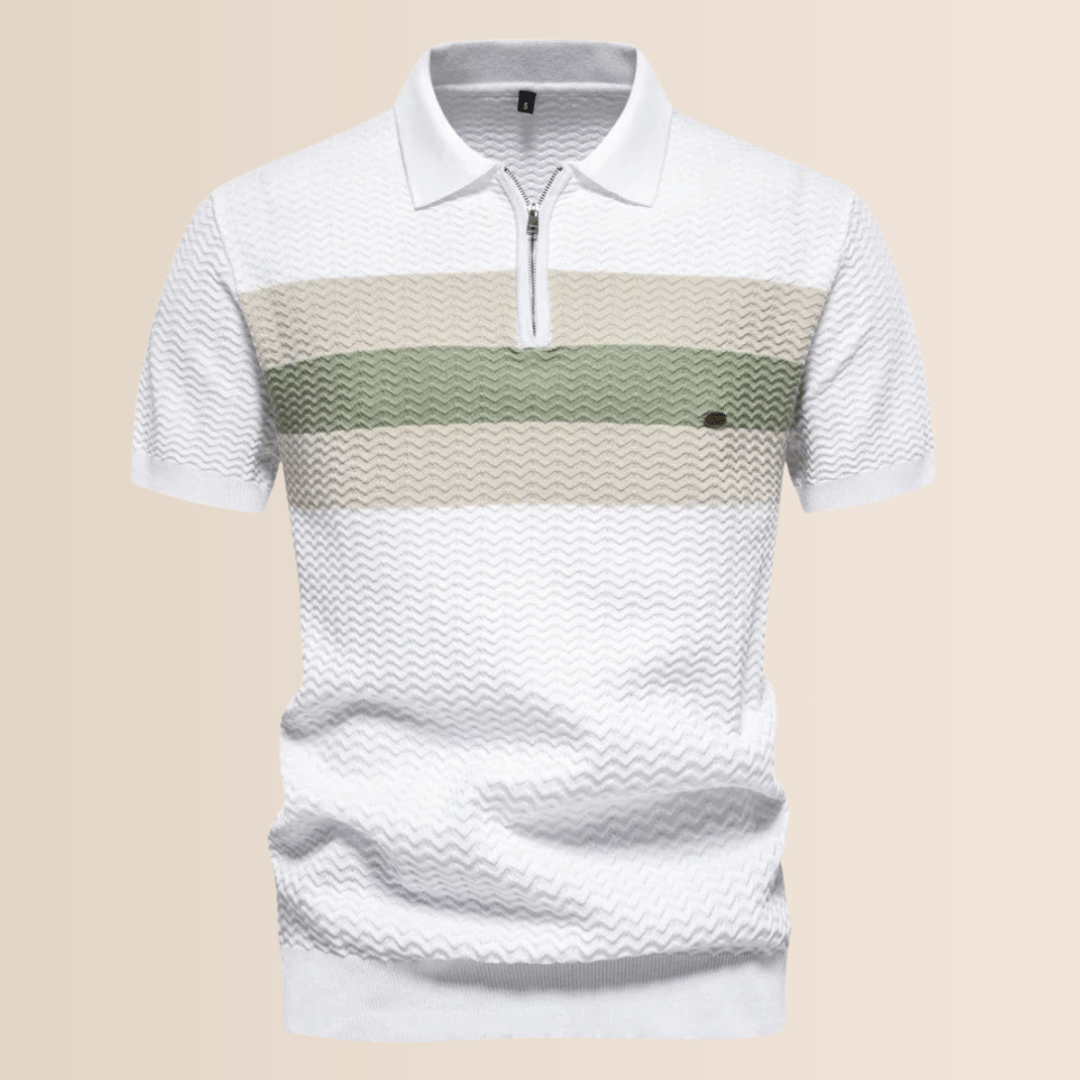 Heren poloshirt met gestreept breiwerk